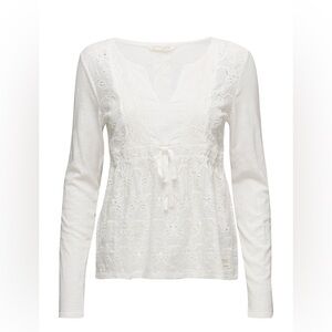 Odd Molly from Anthropologie White Butterfly Eyelet Top, Size 2 (Medium)